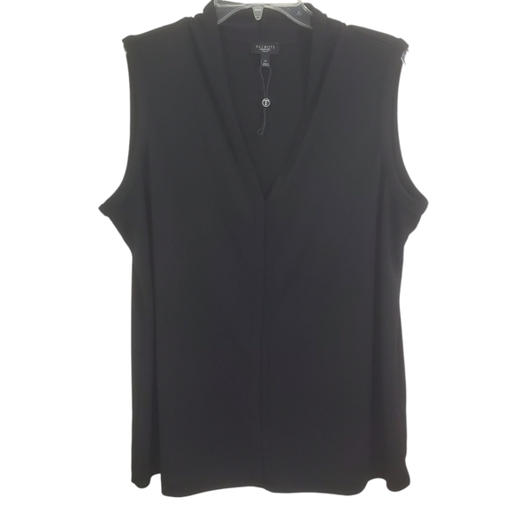 Talbots Sleeveless Blouse V-Neck Black Travel Friendly Modern Chic NWOT Size 1X - Picture 1 of 7